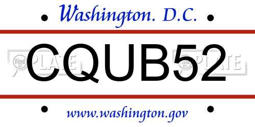 CQUB52 District Of Columbia License Plate
