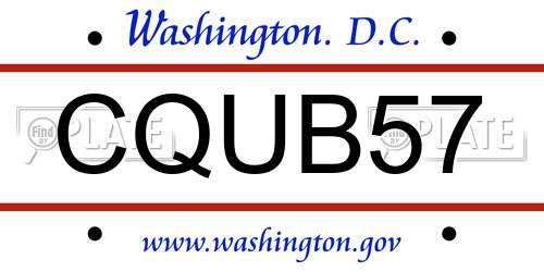CQUB57 District Of Columbia License Plate