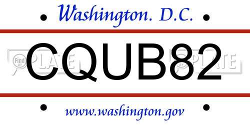 CQUB82 District Of Columbia License Plate