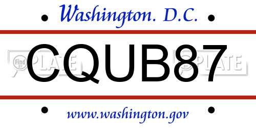 CQUB87 District Of Columbia License Plate