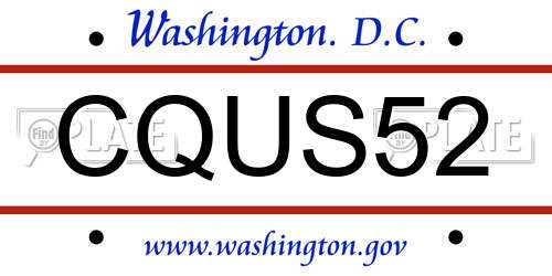 CQUS52 District Of Columbia License Plate