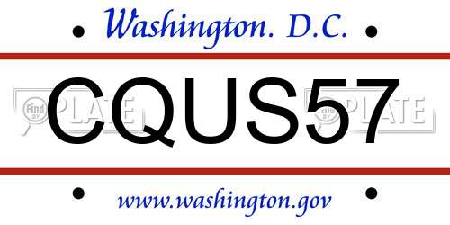 CQUS57 District Of Columbia License Plate