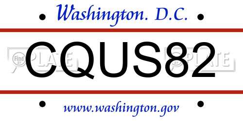 CQUS82 District Of Columbia License Plate