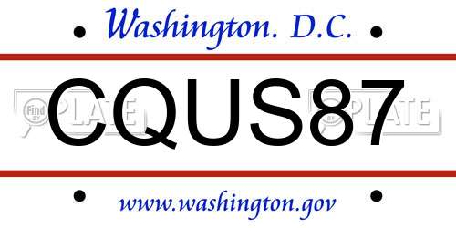 CQUS87 District Of Columbia License Plate