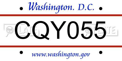 CQY055 District Of Columbia License Plate
