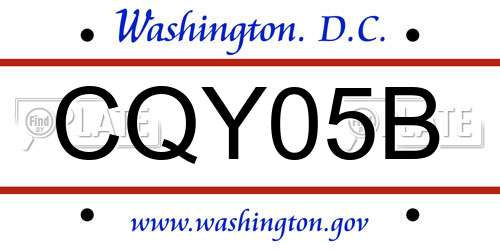 CQY05B District Of Columbia License Plate