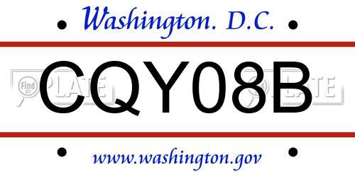CQY08B District Of Columbia License Plate
