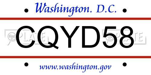 CQYD58 District Of Columbia License Plate
