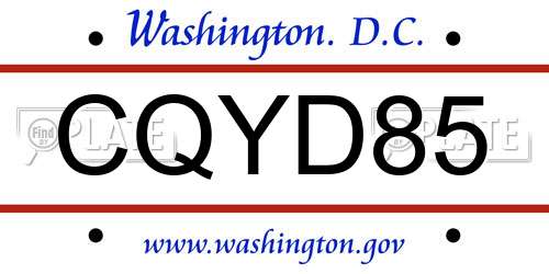 CQYD85 District Of Columbia License Plate