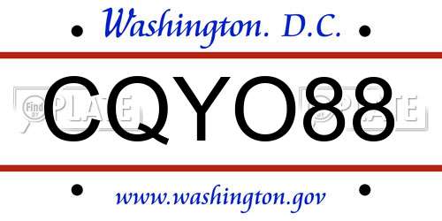 CQYO88 District Of Columbia License Plate