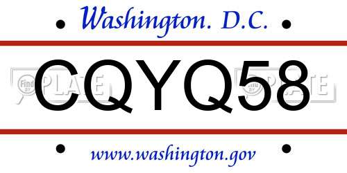 CQYQ58 District Of Columbia License Plate
