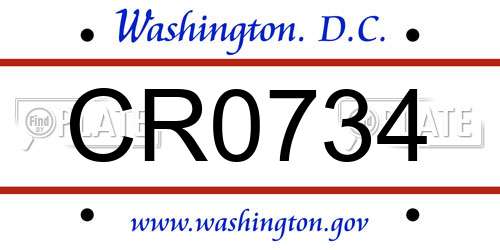 CR0734 District Of Columbia License Plate