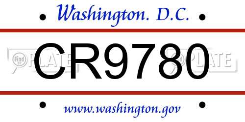 CR9780 District Of Columbia License Plate