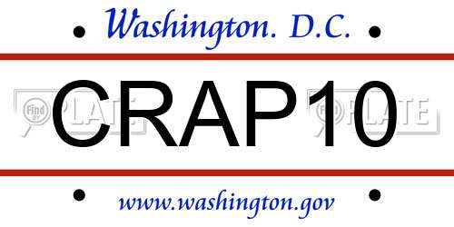 CRAP10 District Of Columbia License Plate