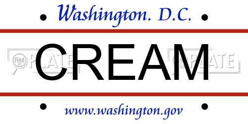 CREAM District Of Columbia License Plate