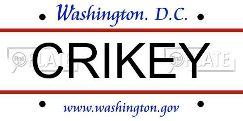 CRIKEY District Of Columbia License Plate