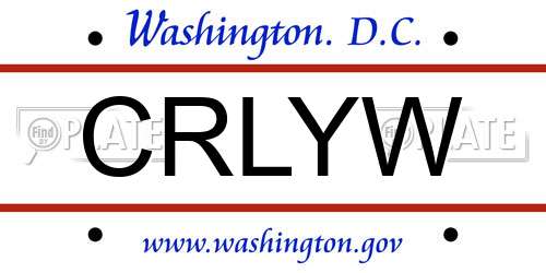CRLYW District Of Columbia License Plate