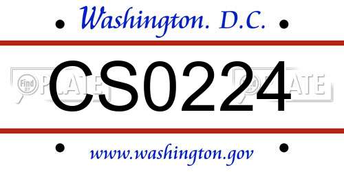 CS0224 District Of Columbia License Plate