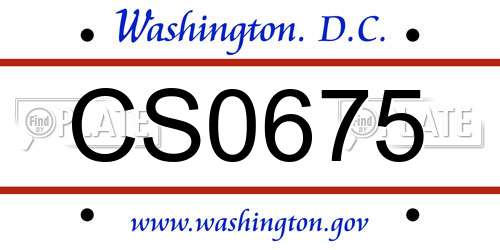 CS0675 District Of Columbia License Plate