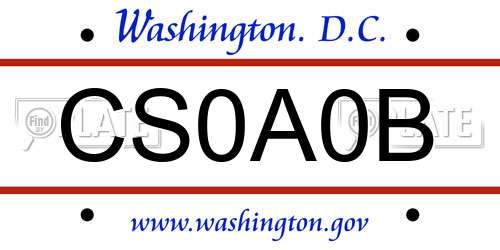 CS0A0B District Of Columbia License Plate