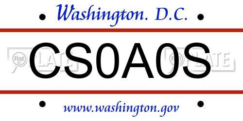 CS0A0S District Of Columbia License Plate