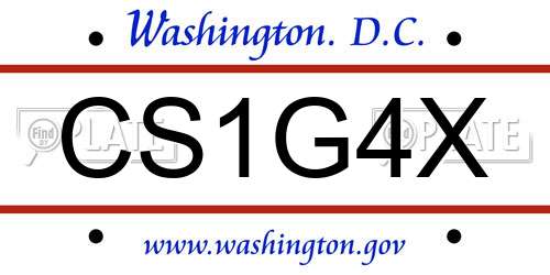 CS1G4X District Of Columbia License Plate