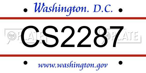 CS2287 District Of Columbia License Plate