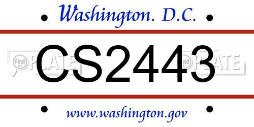 CS2443 District Of Columbia License Plate