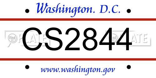 CS2844 District Of Columbia License Plate