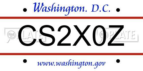 CS2X0Z District Of Columbia License Plate