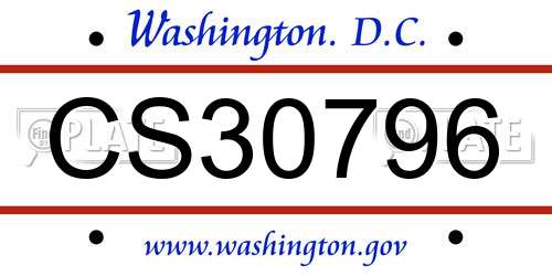 CS30796 District Of Columbia License Plate