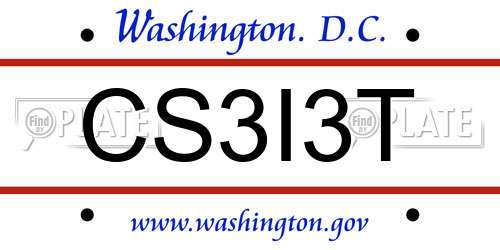 CS3I3T District Of Columbia License Plate
