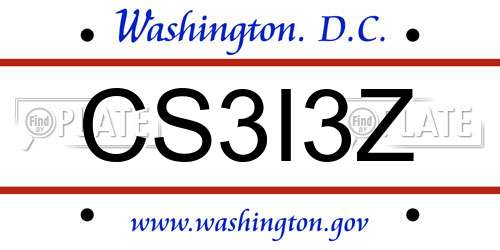 CS3I3Z District Of Columbia License Plate