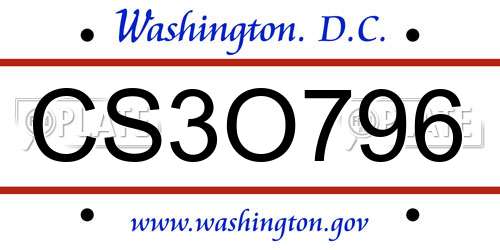 CS3O796 District Of Columbia License Plate