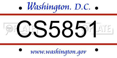 CS5851 District Of Columbia License Plate
