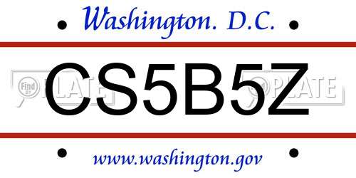 CS5B5Z District Of Columbia License Plate