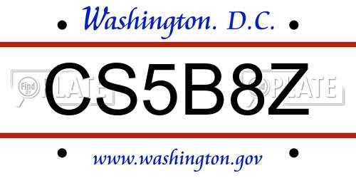 CS5B8Z District Of Columbia License Plate