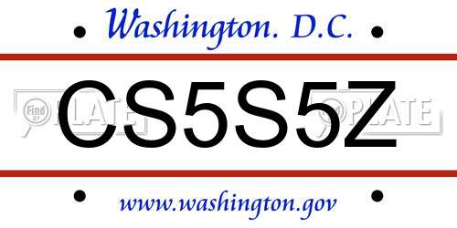 CS5S5Z District Of Columbia License Plate