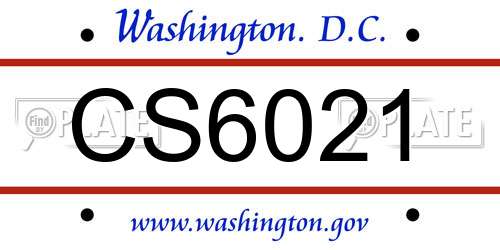 CS6021 District Of Columbia License Plate