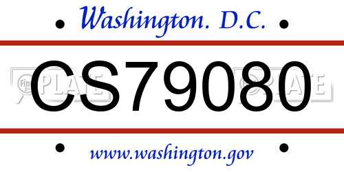 CS79080 District Of Columbia License Plate