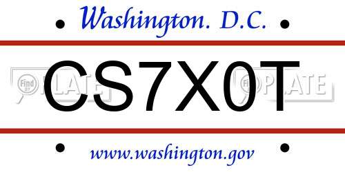 CS7X0T District Of Columbia License Plate