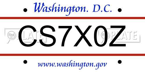 CS7X0Z District Of Columbia License Plate
