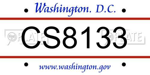 CS8133 District Of Columbia License Plate