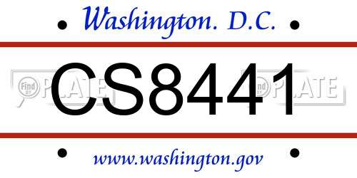 CS8441 District Of Columbia License Plate