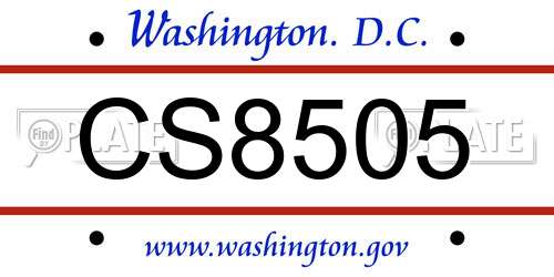 CS8505 District Of Columbia License Plate