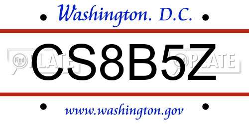 CS8B5Z District Of Columbia License Plate