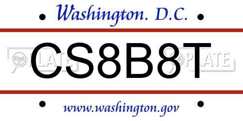 CS8B8T District Of Columbia License Plate