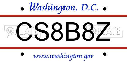 CS8B8Z District Of Columbia License Plate