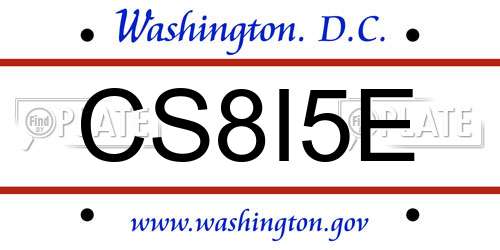 CS8I5E District Of Columbia License Plate