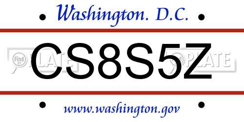 CS8S5Z District Of Columbia License Plate